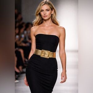 W. Kleinberg Wide Snakeskin Exotic Gold Luxury Leather Belt USA M/34" Women's